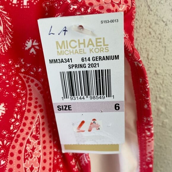NWT MICHAEL Michael Kors Geranium Paisley One Piece Swim Suit Size 6 - Picture 4 of 4